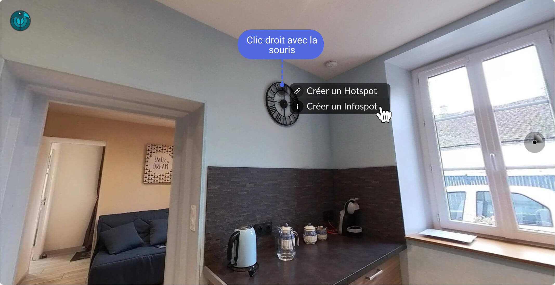 Méthode alternative de création d'un infospot pour la visite virtuelle 360°